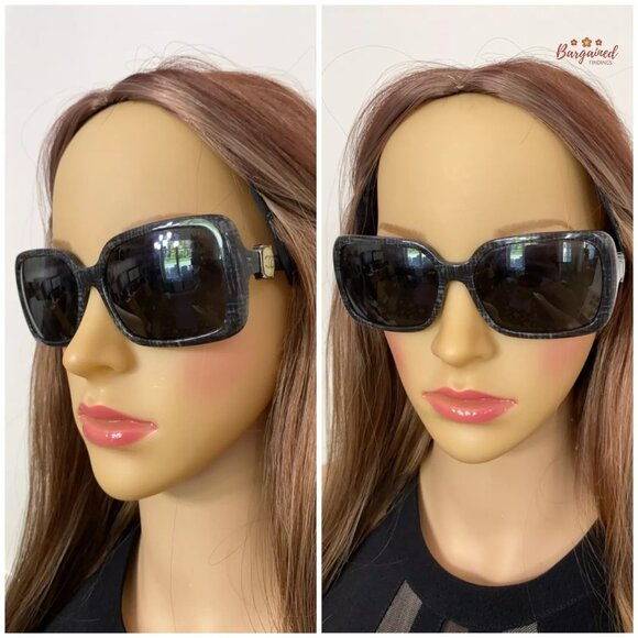 Authentic CHANEL Black/Gray Lace Frame Gray Lenses Rectangle Sunglasses 5175 main image 8